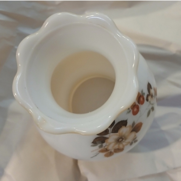 Vintage Milk Glass Hurricane Lamp Shade Ombre | Floral Amber | Romantic Cottage - Picture 8 of 16